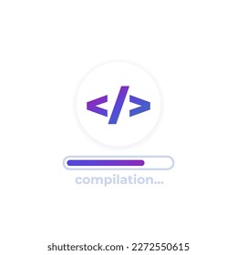 Code-Kompilierung, Vektorsymbol für Web und Apps