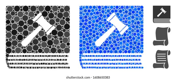 Code of conduct composition of circle elements in different sizes and color hues, based on code of conduct icon. Vector circle elements are united into blue composition.