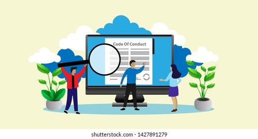 Code Of Conduct. Concept Of Ethical Integrity Value And Ethics. Illustration Symbol In Vector. Can Use For, Landing Page, Template, Ui, Web, Mobile App, Poster, Banner, Flyer