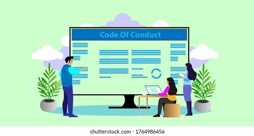 Code of Conduct. Concept of ethical integrity value and ethics. Illustration symbol in vector 
