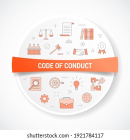 Code Of Conduct Concept With Icon Concept With Round Or Circle Shape