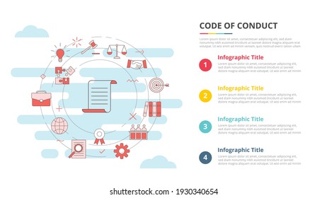 code of conduct concept for infographic template banner with four point list information