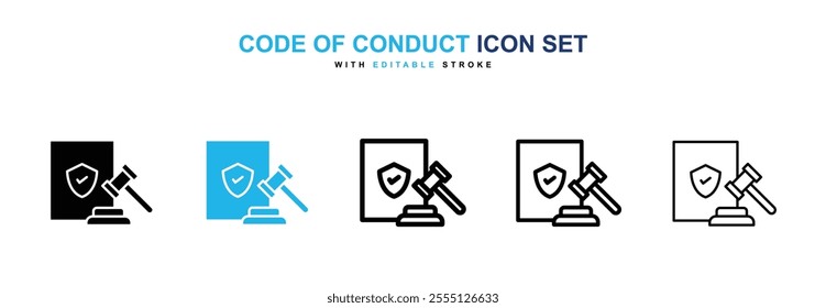Code of conduct icon collection in black and blue colors