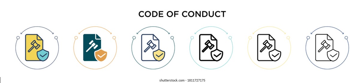 Code of conduct icon in filled, thin line, outline and stroke style. Vector illustration of two colored and black code of conduct vector icons designs can be used for mobile, ui, web