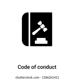 Code Of Conduct Icon Vector Isolated On White Background, Logo Concept Of Code Of Conduct Sign On Transparent Background, Filled Black Symbol