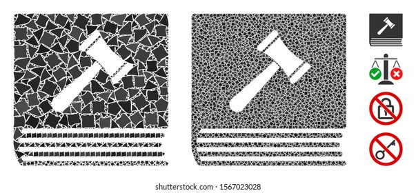 Code of conduct mosaic of inequal elements in different sizes and shades, based on code of conduct icon. Vector uneven parts are grouped into mosaic. Code of conduct icons collage with dotted pattern.
