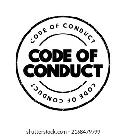 Code Of Conduct Text Stamp, Concept Background