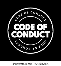 Code Of Conduct text stamp, concept background