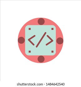 Code, Custom, Implementation, Management, Product  Flat Color Icon. Vector icon banner Template. Vector Icon Template background