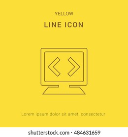 Code Cute yellow thin line icon / logo Design