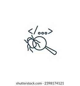 Code debugging icon. Monochrome simple sign from app development collection. Code debugging icon for logo, templates, web design and infographics.