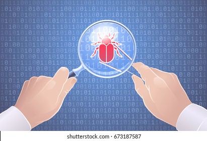 Code Debugging. Vector illustration on the subject of 'Software Development'.