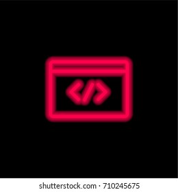 Code Design red glowing neon ui ux icon. Glowing sign logo vector