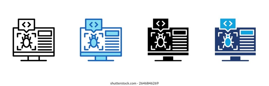 ícone Desenvolvimento de código Ilustração de vetor de vários estilos