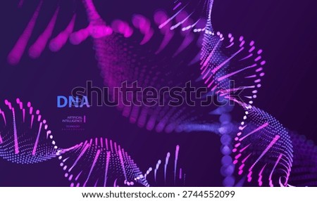 Code of DNA background. Molecule concept. Ai structure dna or rna helix in blurred particles dots. Medical science vector illustration in futuristic style.