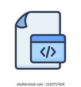 code document file paper page script source single isolated icon with filled line style