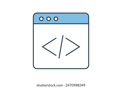 Code Editor icon. icon related to edit tool. suitable for web site, app, user interfaces, printable etc. flat line icon style. simple vector design editable