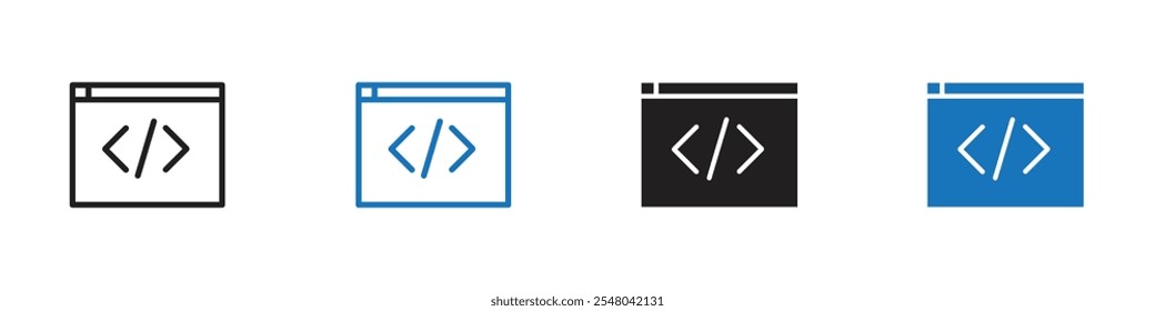 Esquema del conjunto de Vectores del icono del editor de código