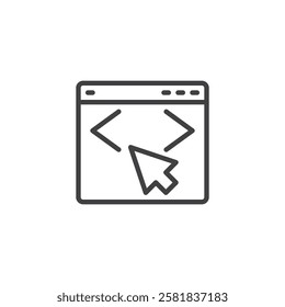 Code Editor line icon. linear style sign for mobile concept and web design. A window with code and a cursor outline vector icon. Writing and editing code symbol, logo illustration. Vector graphics