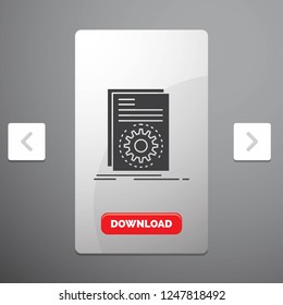 Code, executable, file, running, script Glyph Icon in Carousal Pagination Slider Design & Red Download Button