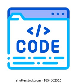 Code File Computer System Vector Thin Line Icon. Coding System, Data Encryption Linear Pictogram. Web Development, Programming Languages, Bug Fix, HTML, Script Contour Illustration