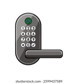 code fingerprint door lock cartoon. protection convenience, control device, automation privacy code fingerprint door lock sign. isolated symbol vector illustration