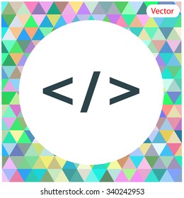 Code flat icon on computer. Programming language