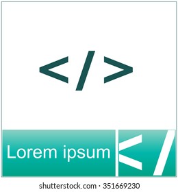 Code flat icon on computer. Programming language