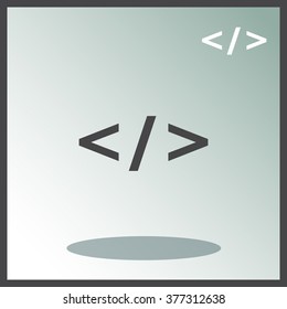 Code flat icon on computer. Programming language