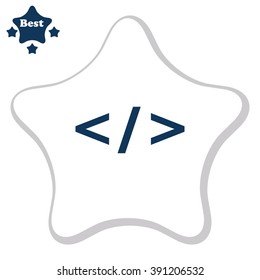 Code flat icon on computer. Programming language