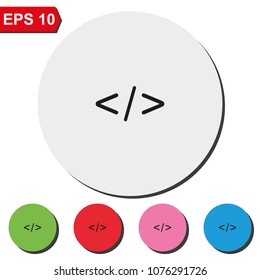 Code flat round colorful vector icon.