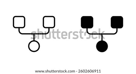 Code Fork flat Icons in line outline and flat solid style on white background