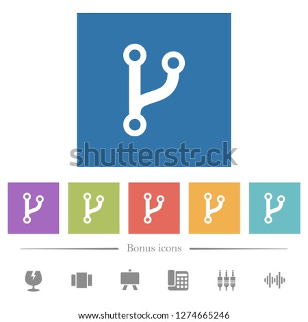 Code fork flat white icons in square backgrounds. 6 bonus icons included.