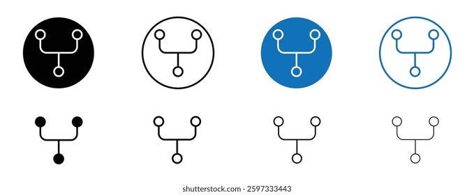 Code Fork icon set in black and blue colors on white background