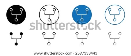 Code Fork icon set in black and blue colors on white background