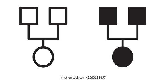 Code Fork icons in black line and filled versions