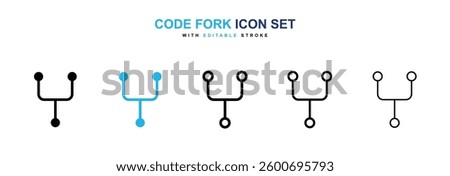 Code Fork icons graphics set in black and blue colors