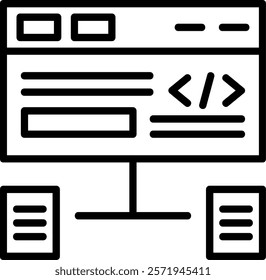 Code Framework Line Vector Icon Design