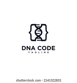 code genetics logo design modern concept, code combine with dna logo icon