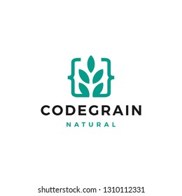 code grain leaf leaves logo vector for web front back end developers
