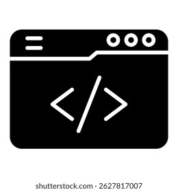 Ícone de símbolo de código. Design de ícone de vetor simples em estilo de glifo. Formato de vetor editável