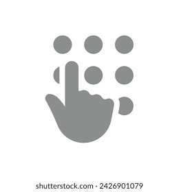 Code and hand vector icon. Keypad, lock and security alarm symbol.