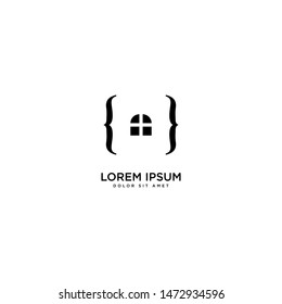 Code Home Design Vector, Real Estate Symbol Icon