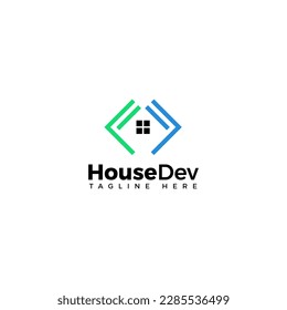 Code house development logo design. Modern  minimal design. Vector template