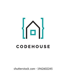 Code house logo design illustration symbol vector template