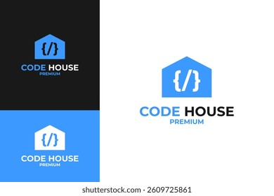 Code house logo design template vector illustration