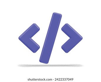 code icon 3d rendering symbol of web development
