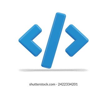 code icon 3d rendering symbols of programming and web development