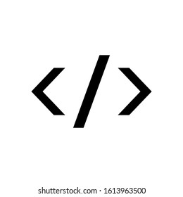 Code Icon in black flat design on white background