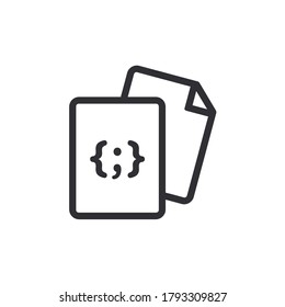 Code icon. Document icon. Office document. Programming code vector. Prepare document. Development file. Program code. Big data processing. Software development and programming. Coding icon. Data icon.